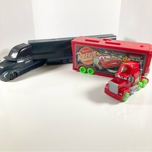 Disney Cars Haulers Lot - Jackson Storm Gale Beaufort and McQueen Mack Hauler